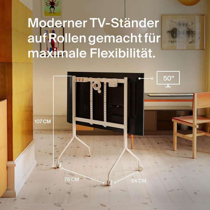 Pedestal Moon Rollin’ TV Ständer mit Rollen – Für 40–70 Zoll Bildschirme | Mobiler & stilvoller TV R