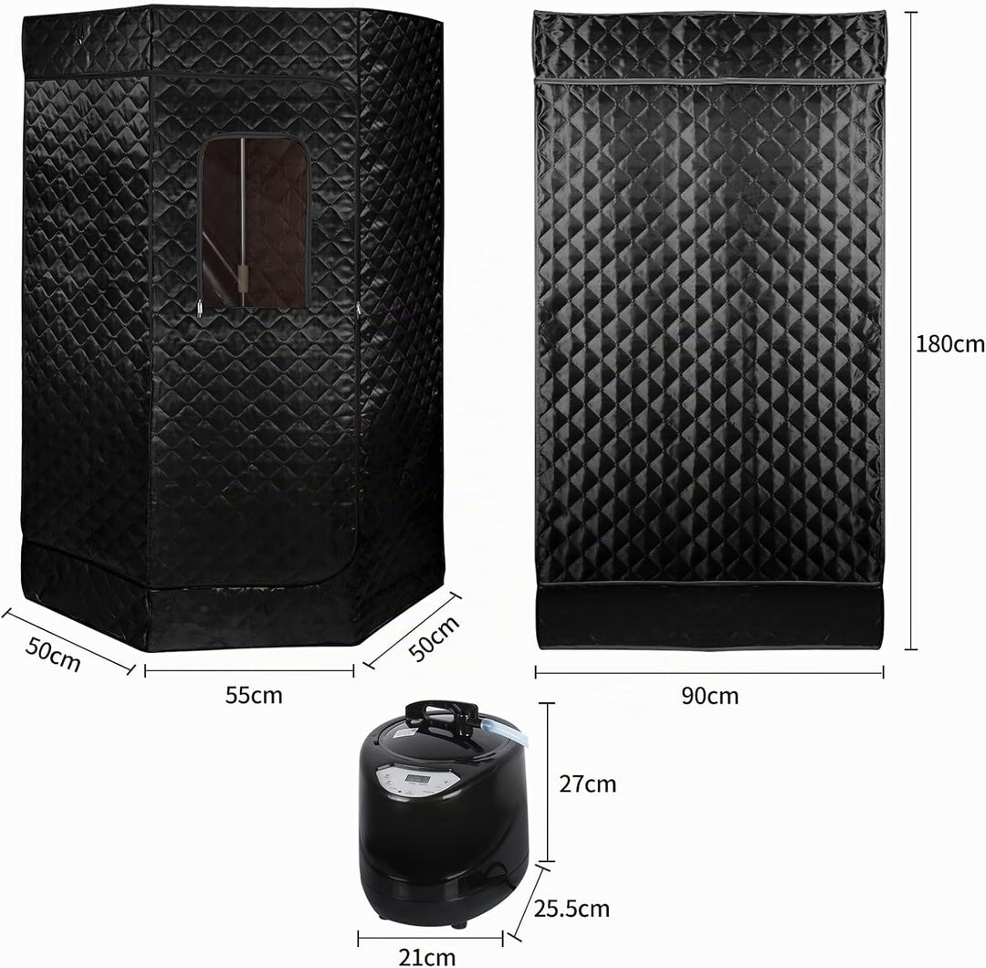 Tragbare Dampfsauna 90x90x180 cm mit 3L Dampfgenerator, Mobile Sauna Zelt für Zuhause, Infrarot & Da