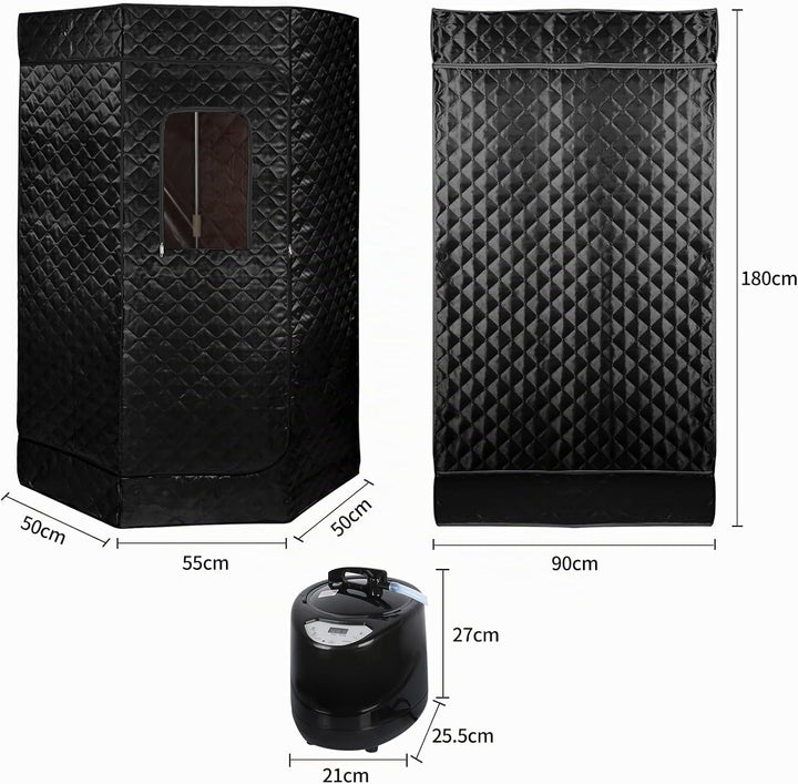 Tragbare Dampfsauna 90x90x180 cm mit 3L Dampfgenerator, Mobile Sauna Zelt für Zuhause, Infrarot & Da