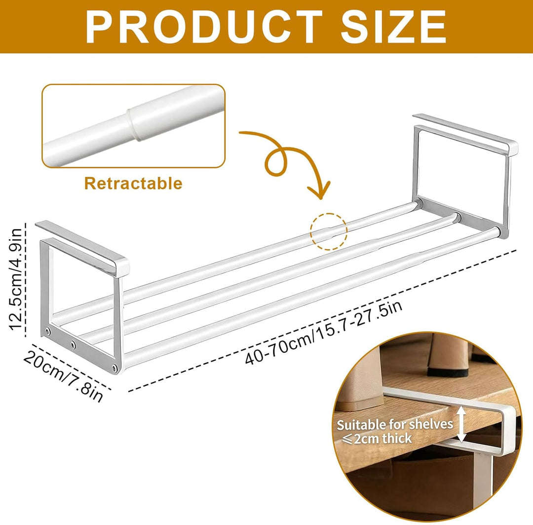 Hängendes Schuhregal Organizer 40–70 cm Ausziehbar – Erweiterbarer Regal Organizer unter dem Schrank