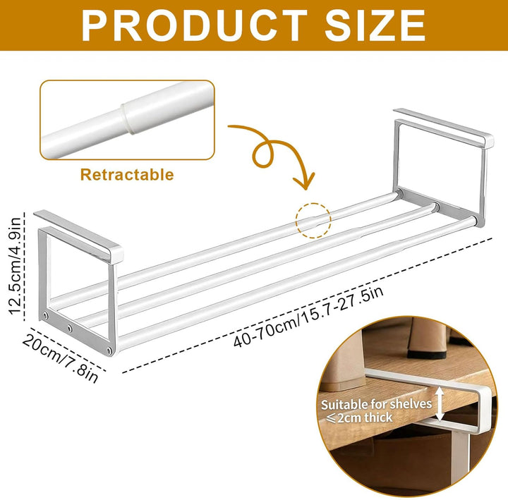Hängendes Schuhregal Organizer 40–70 cm Ausziehbar – Erweiterbarer Regal Organizer unter dem Schrank