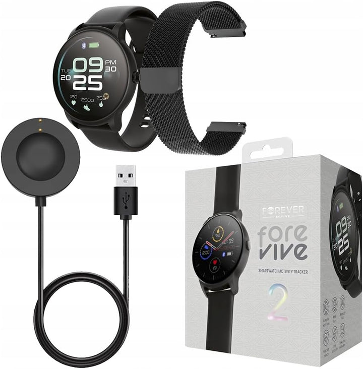 FOREVER Smartwatch SB-330 Schwarz Damen Herren Fitness Tracker wasserdicht Deutches menu Smart Watch