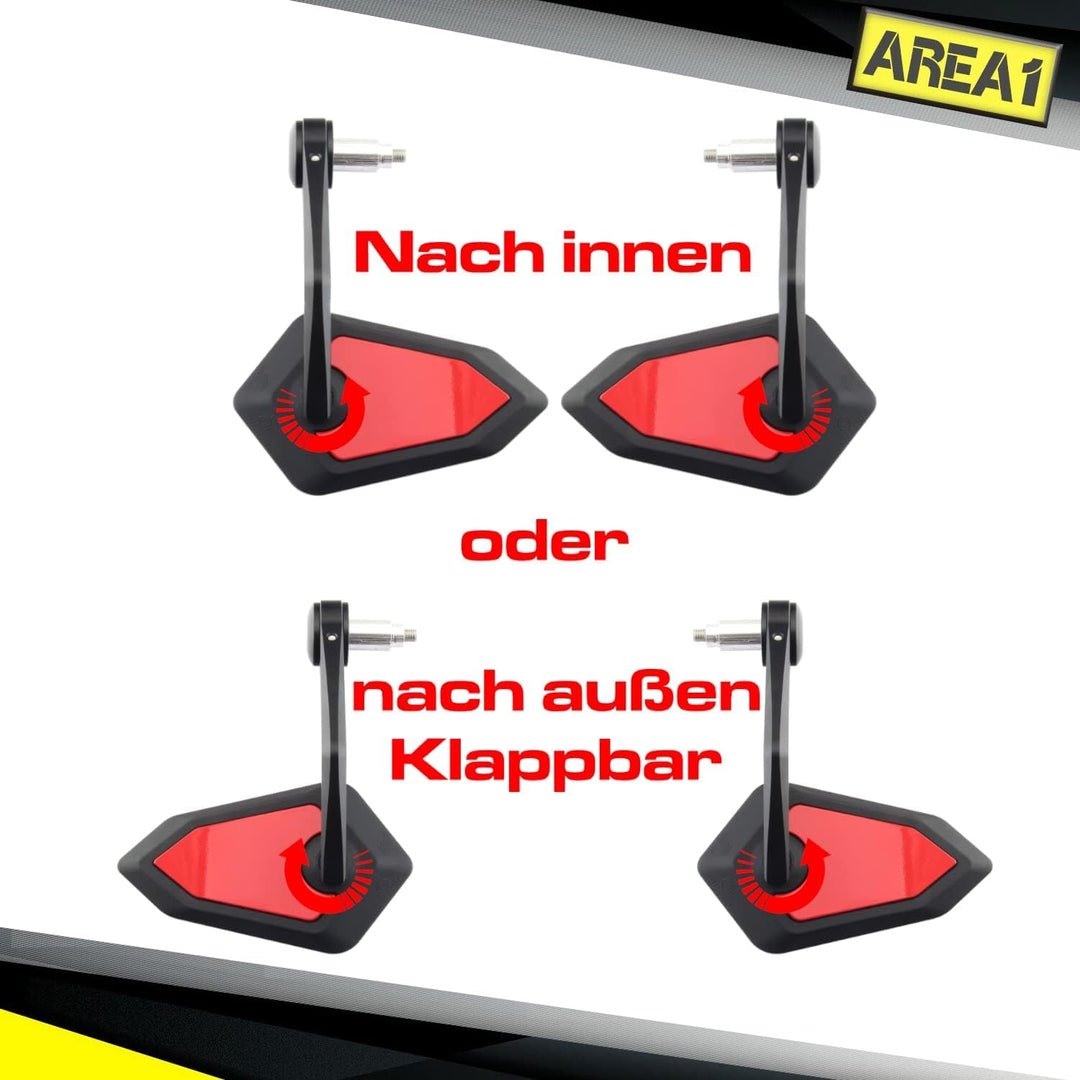Area1 universal Motorrad Lenkerendenspiegel Rückspiegel Paar e-geprüft kompatibel mit Duke SMC/R MT0