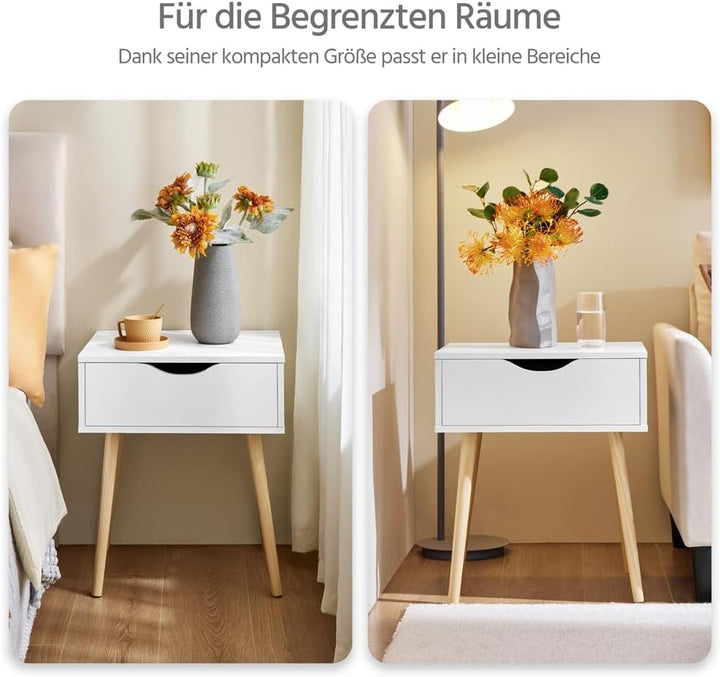 Yaheetech 2er Set Nachttische Nachtkommode mit Schublade und Holzbeinen Boxspringbett Nachtschrank M