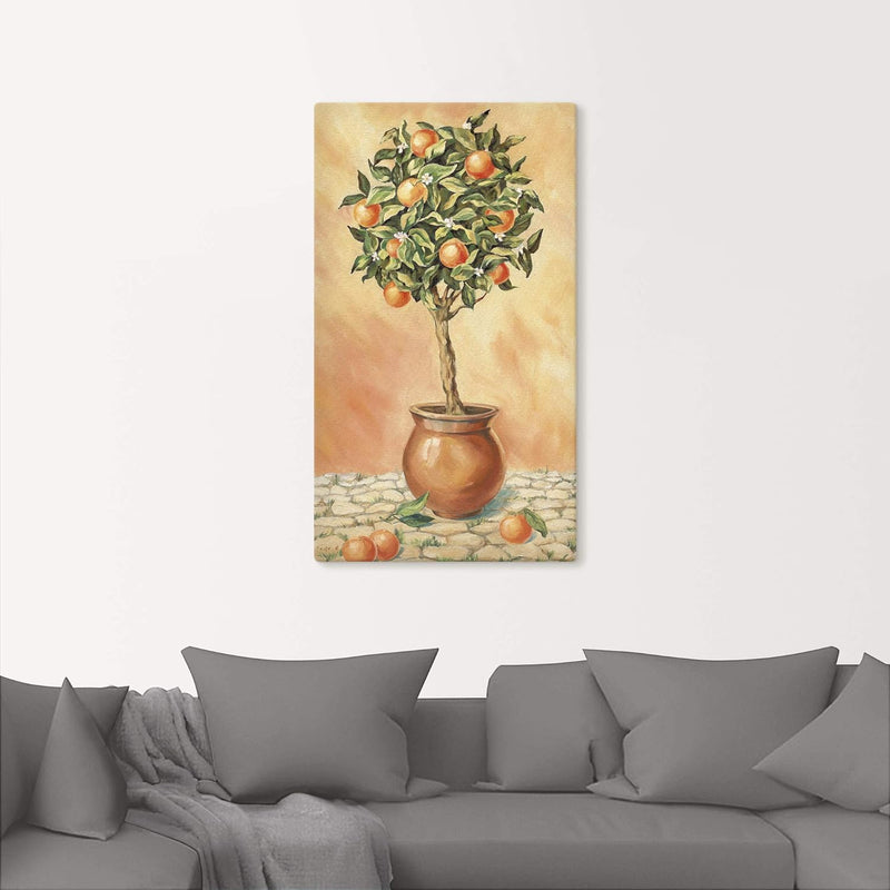 ARTLAND Leinwandbilder auf Holz Wandbild 40x70 cm Hochformat Natur Botanik Pflanze Orange Baum Itali