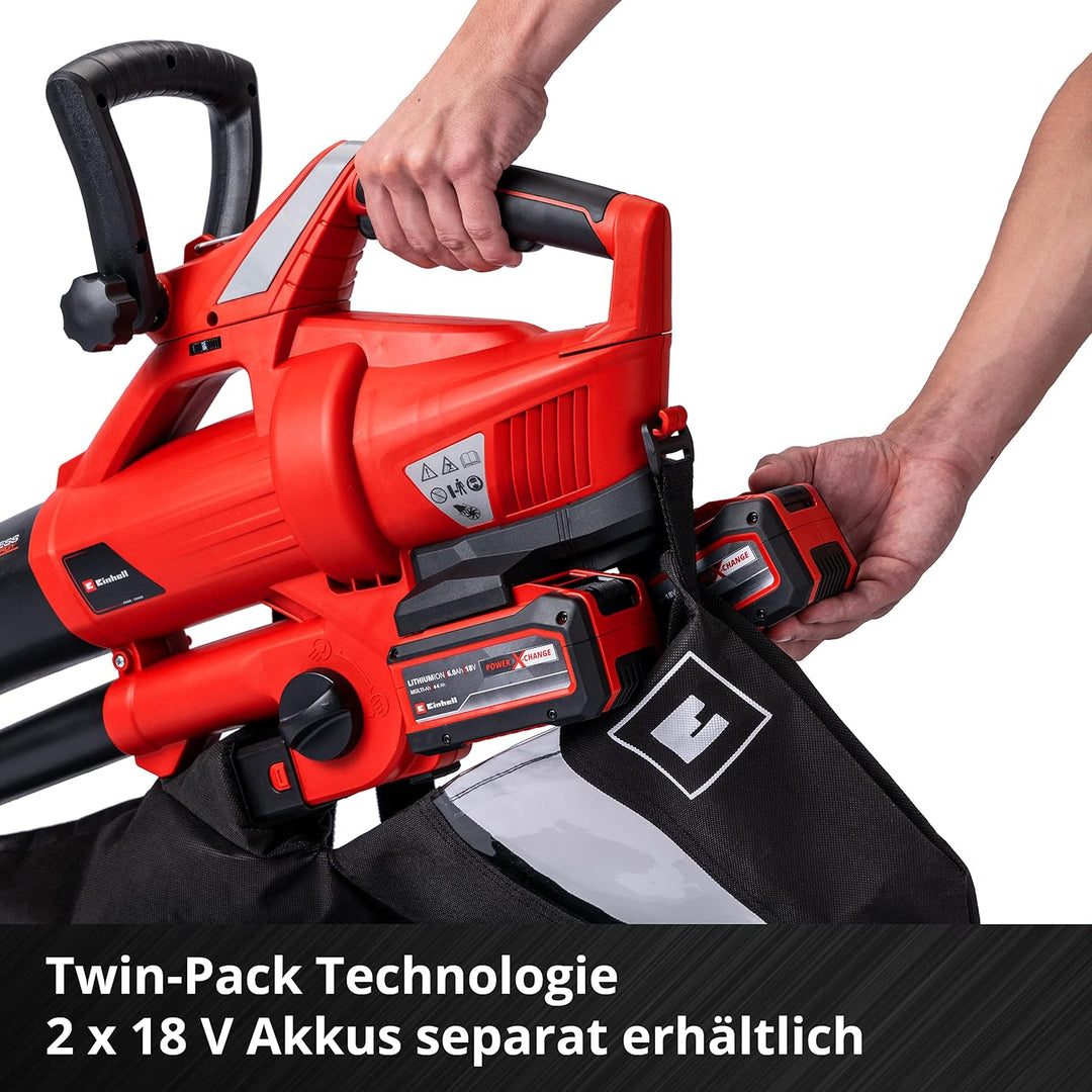 Einhell Akku-Laubsauger Laubbläser GE-CL 36 Li E-Solo Power X-Change (Lithium-Ionen, 2 x 18 V, 210 k