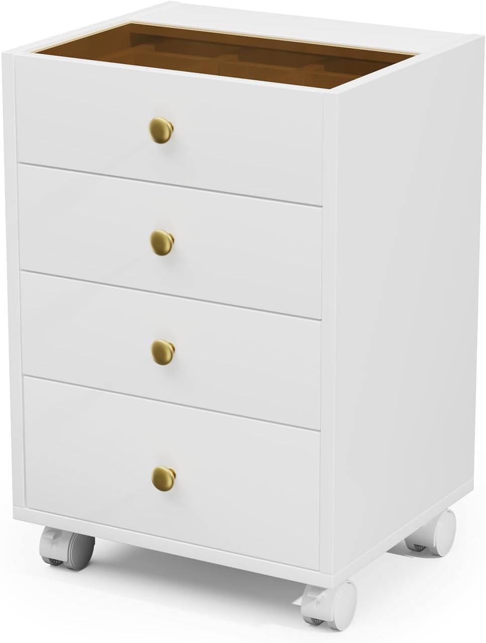 JanlyHome Rollcontainer mit 4 Schubladen, Mobiler Aktenschrank mit Rädern, Druckerständer, Aktenschr
