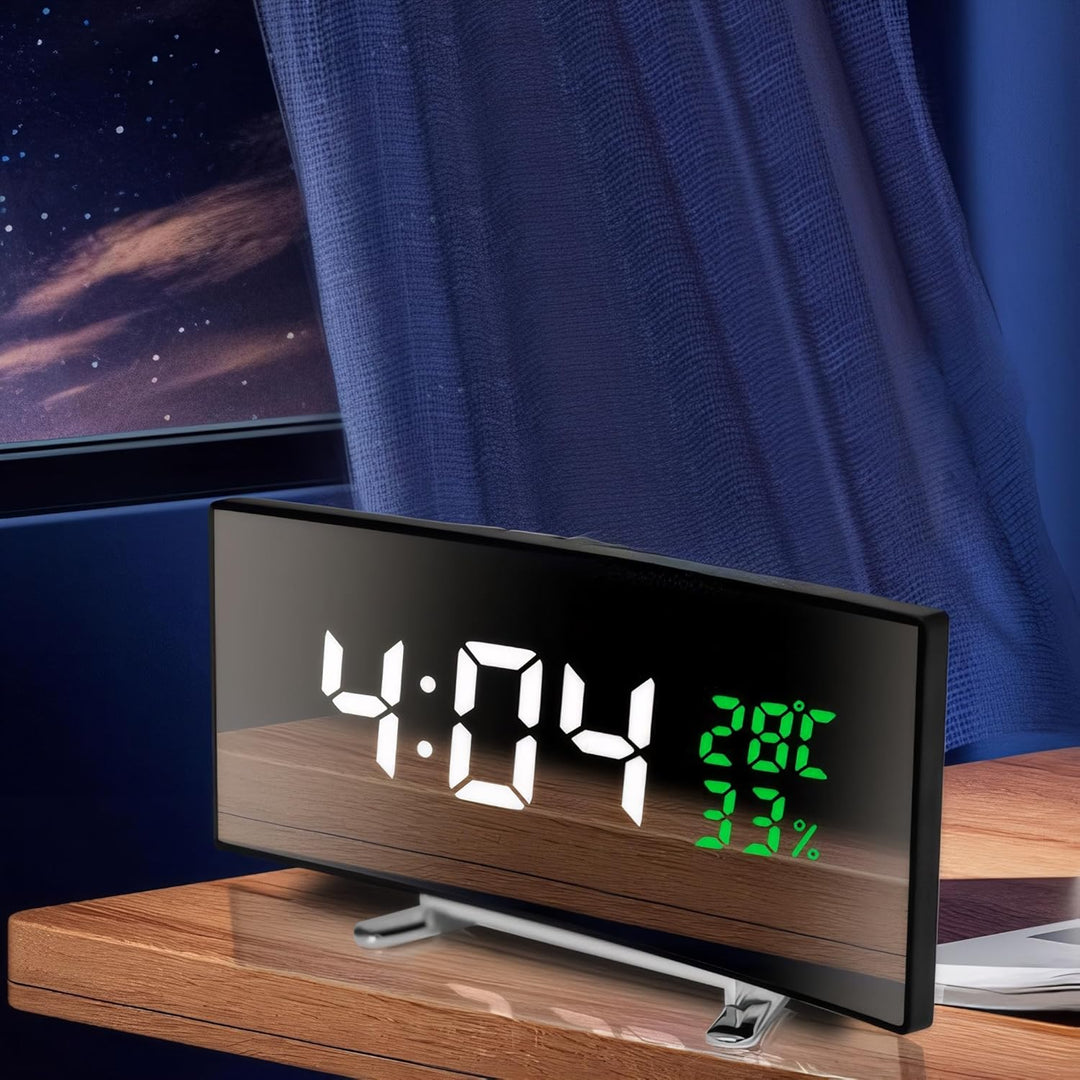 Lancoon LED Digitalwecker mit Temperatur Luftfeuchtigkeitsanzeige 6 Zoll gebogener Bildschirm Snooze