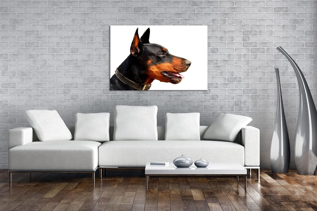 deyoli Portrait eines Dobermannes Format: 100x70 als Leinwand, Motiv fertig gerahmt auf Echtholzrahm