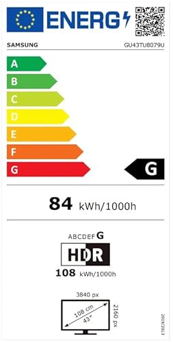 Samsung TU8079 108 cm (43 Zoll) LED Fernseher (Ultra HD, HDR10+, Triple Tuner, Smart TV) [Modelljahr