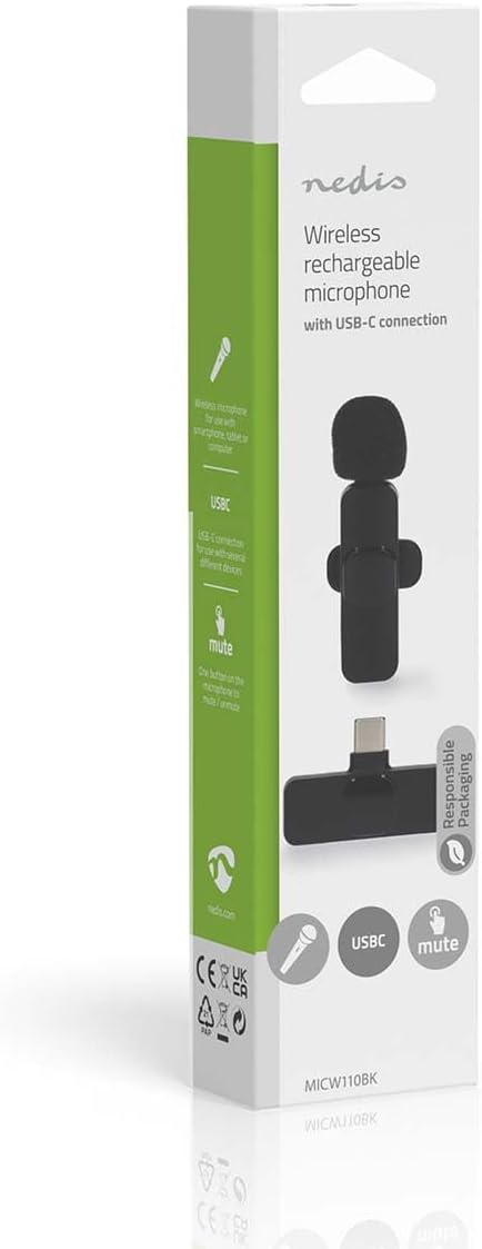 NEDIS Mikrofon - Benutzt für: Notebook/Smartphone/Tablet - USB Type-C/Wireless - USB-C Buchse - EIN-