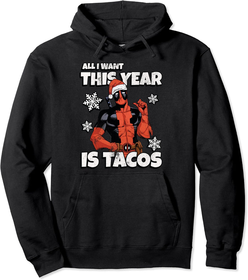 Marvel Deadpool Holiday All I Want Is Tacos Pullover Hoodie