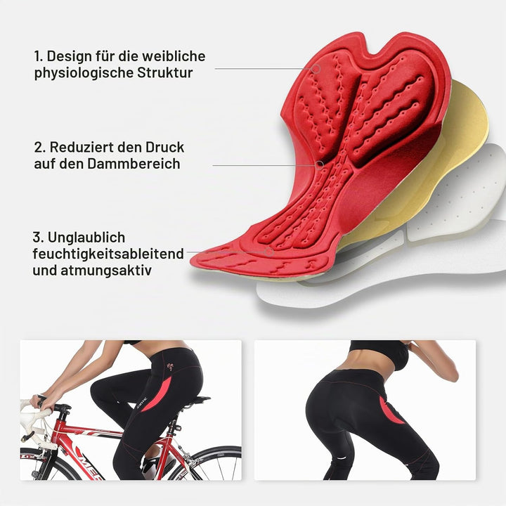 Santic Fahrradhose Damen Lang mit 4D Sitzpolster Atmungsaktive Dehnbare Radlerhose für Moutainbike L