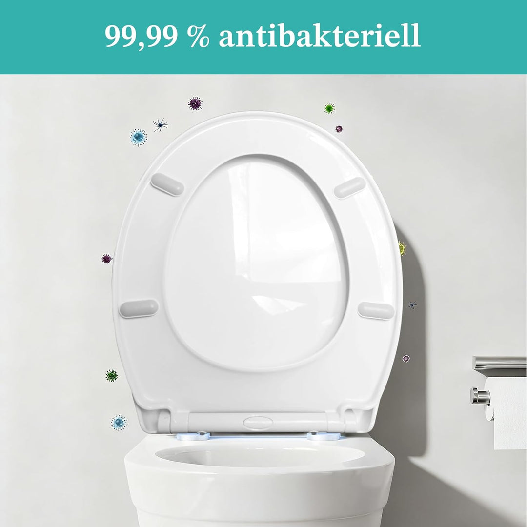 Toilettendeckel mit Absenkautomatik,WC Sitz mit Absenkautomatik,Quick-Release Funktion für einfach R