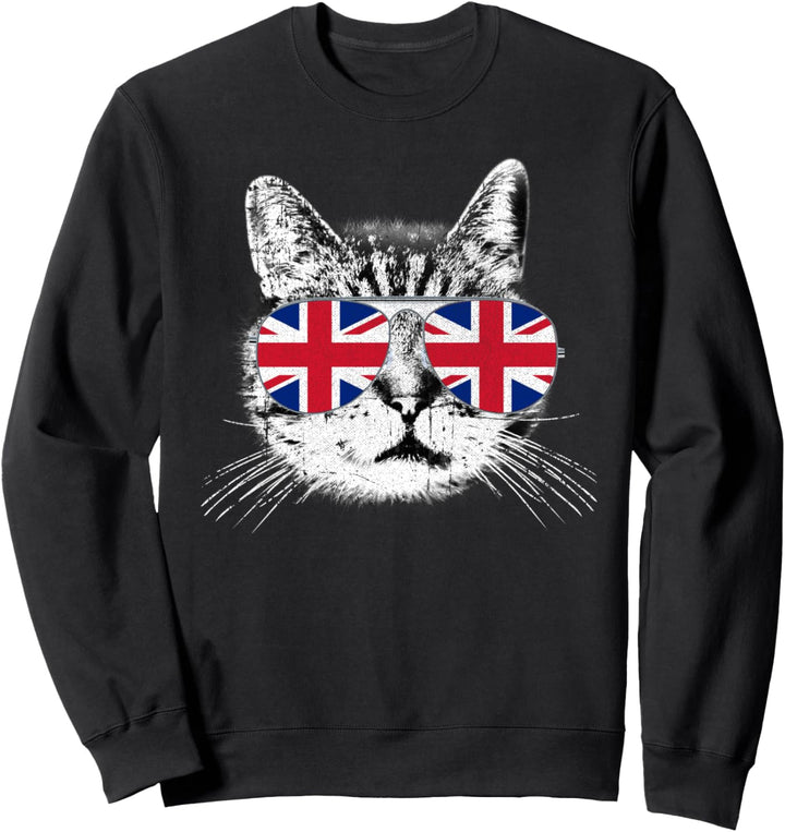 UK Union Jack Flagge Englisch England Cat Lover Pride British Sweatshirt