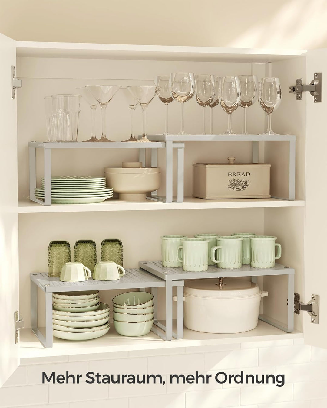 SONGMICS Gewürzregal, 2er Set, Küchenregal, Küchen-Organizer, Küche, Gewürzhalter, erweiterbar, stap