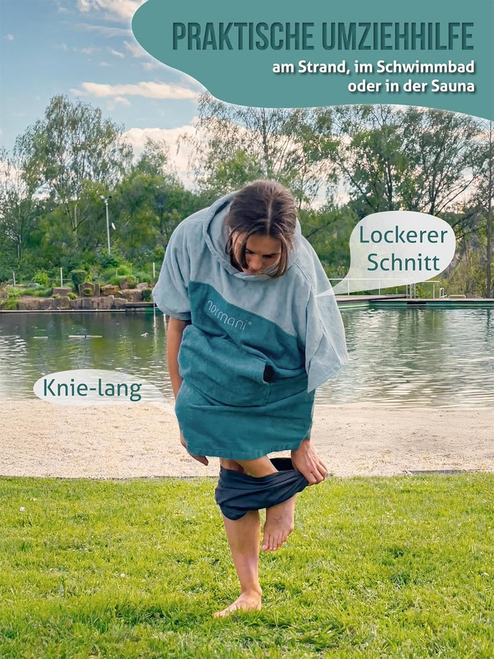 normani Teenager Frottee Badeponcho aus Bio-Baumwolle für Jungen und Mädchen - Strandponcho Surfer P