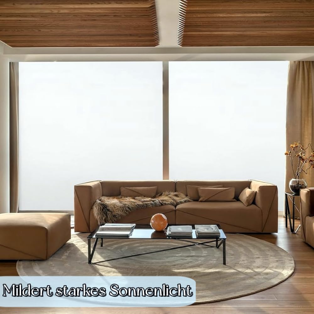 Fensterfolie Selbsthaftend Blickdicht 75x200 cm, Milchglasfolie Selbstklebend Fenster, Statische Sic