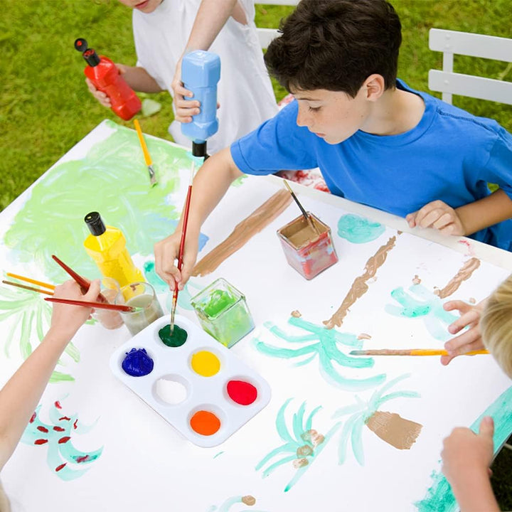 50 Stück weisse Kunststoff-Farbpaletten, 6 Mulden, weiss, kleine rechteckige Aquarellpalette, Bastel