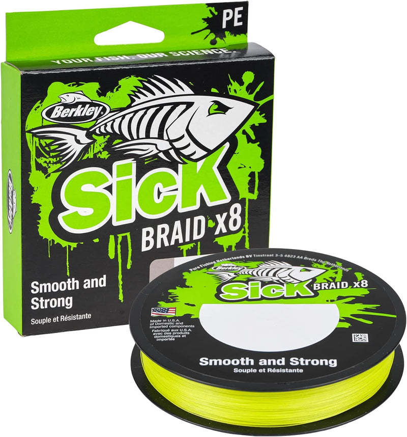 Berkley Sick Braid – 8-fach geflochtene Angelschnur, super glattes 8-fach Multifaden PE Raubfischgef