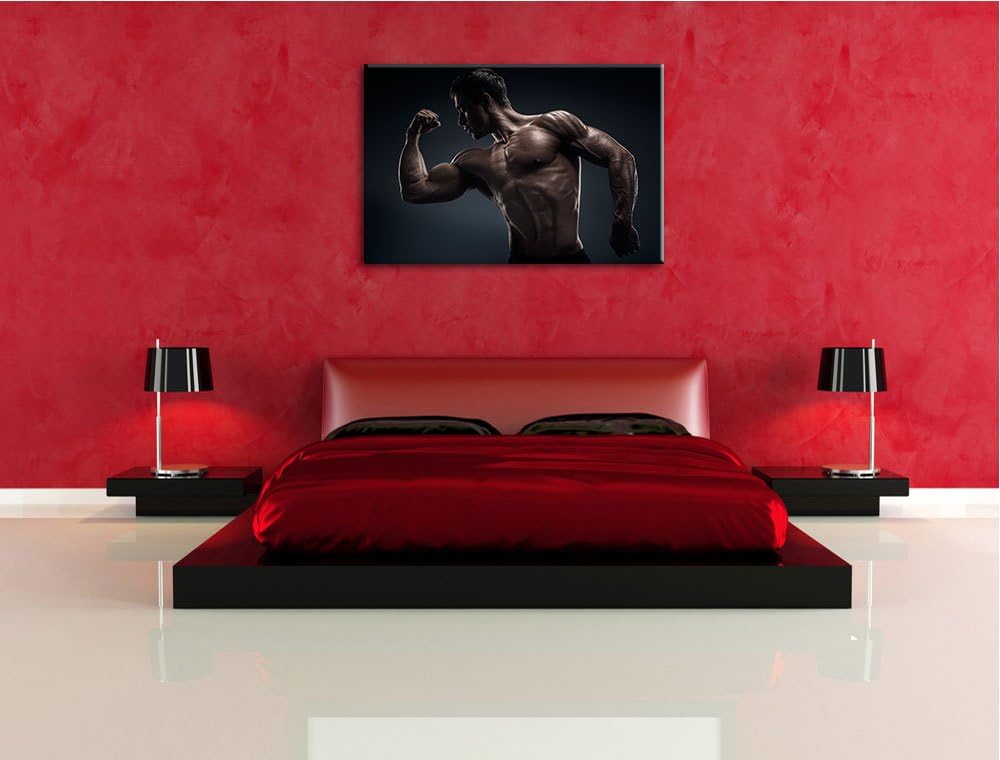 Starker Bodybuilder Format: 100x70 auf Leinwand, XXL riesige Bilder fertig gerahmt mit Keilrahmen, K