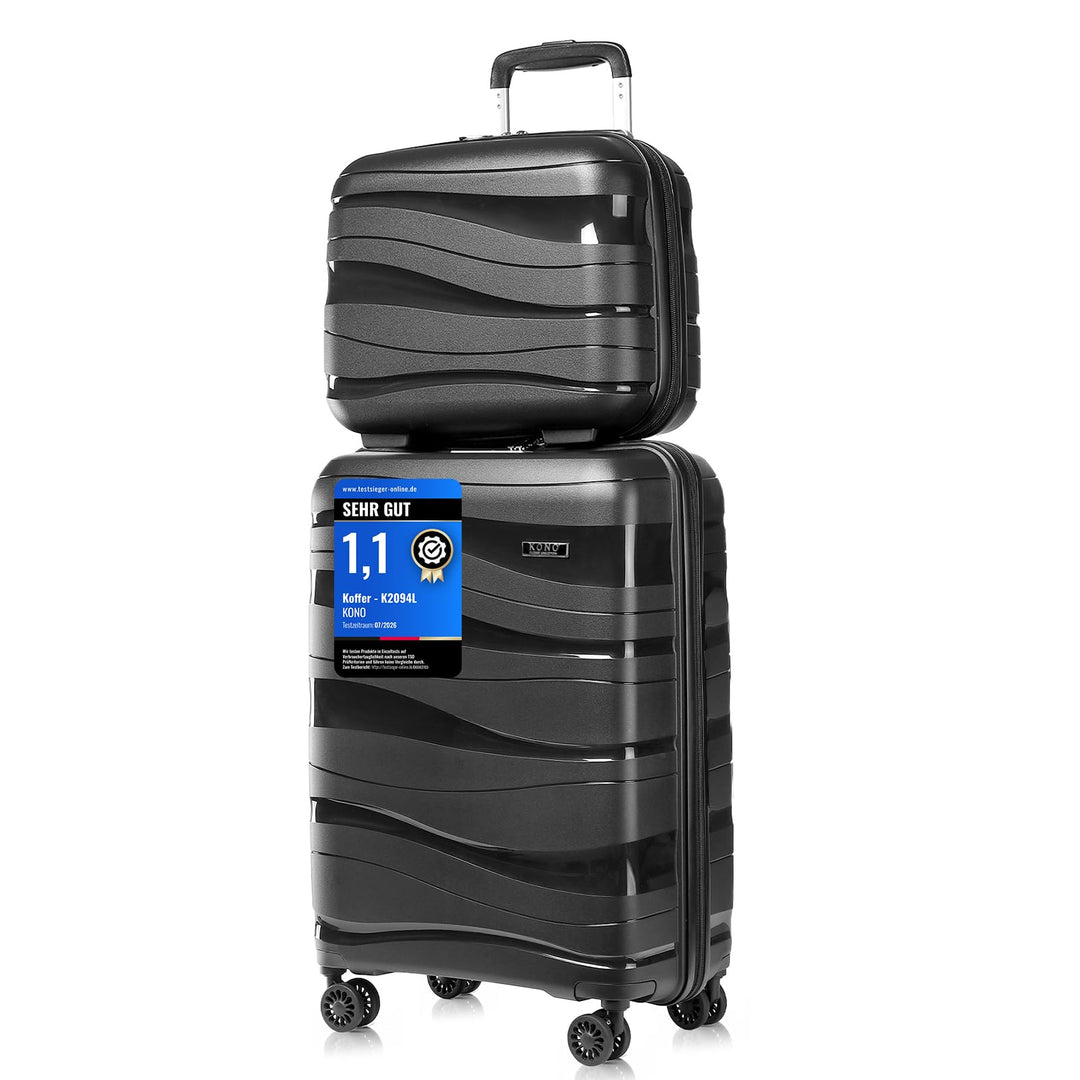 KONO Koffer Trolleys Gepäcksets 4 Teilig Kofferset mit Beautycase Polypropylen Hartschalenkoffer Rei