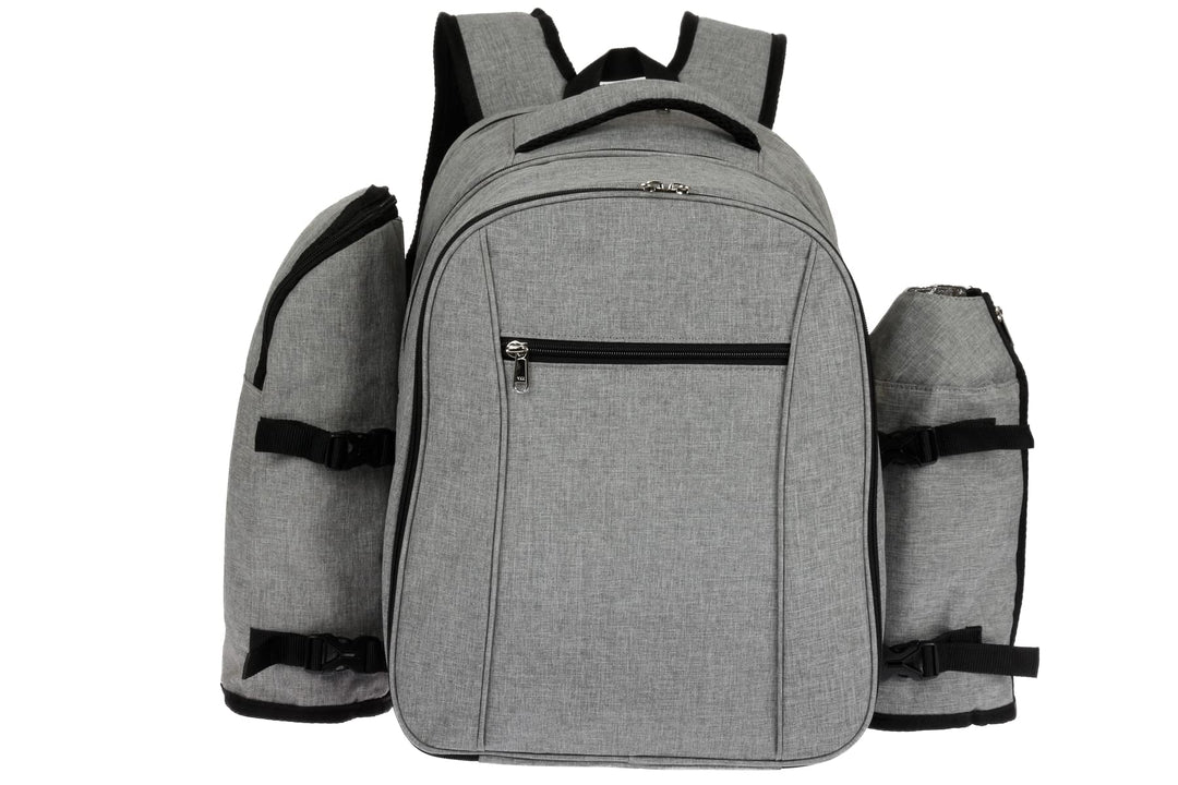 HEKERS Premium Picknickrucksack mit isoliertem Kühlfach und Flaschenhaltern für 4 Personen – Strand