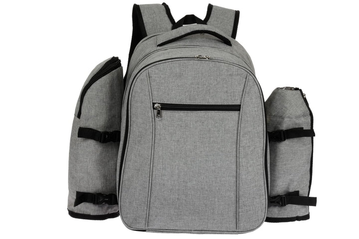 HEKERS Premium Picknickrucksack mit isoliertem Kühlfach und Flaschenhaltern für 4 Personen – Strand