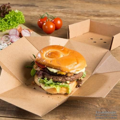 BIOZOYG 100x Burger-Box Karton mit Klappdeckel I Bio Hamburger Karton Kompostierbare Verpackung Burg