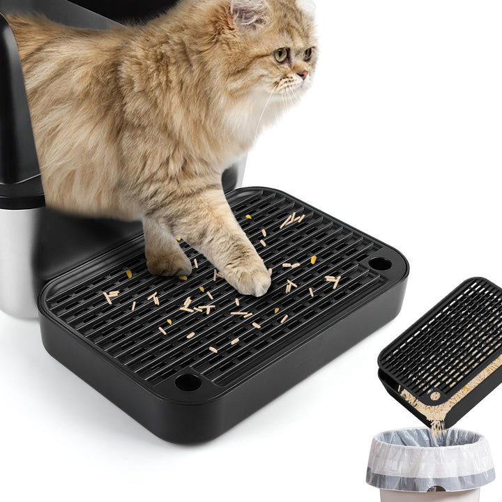 Kalolary Katzenrampe für Katzentoiletten, Katzentritthocker mit Filterfunktion Leicht zu Reinigende
