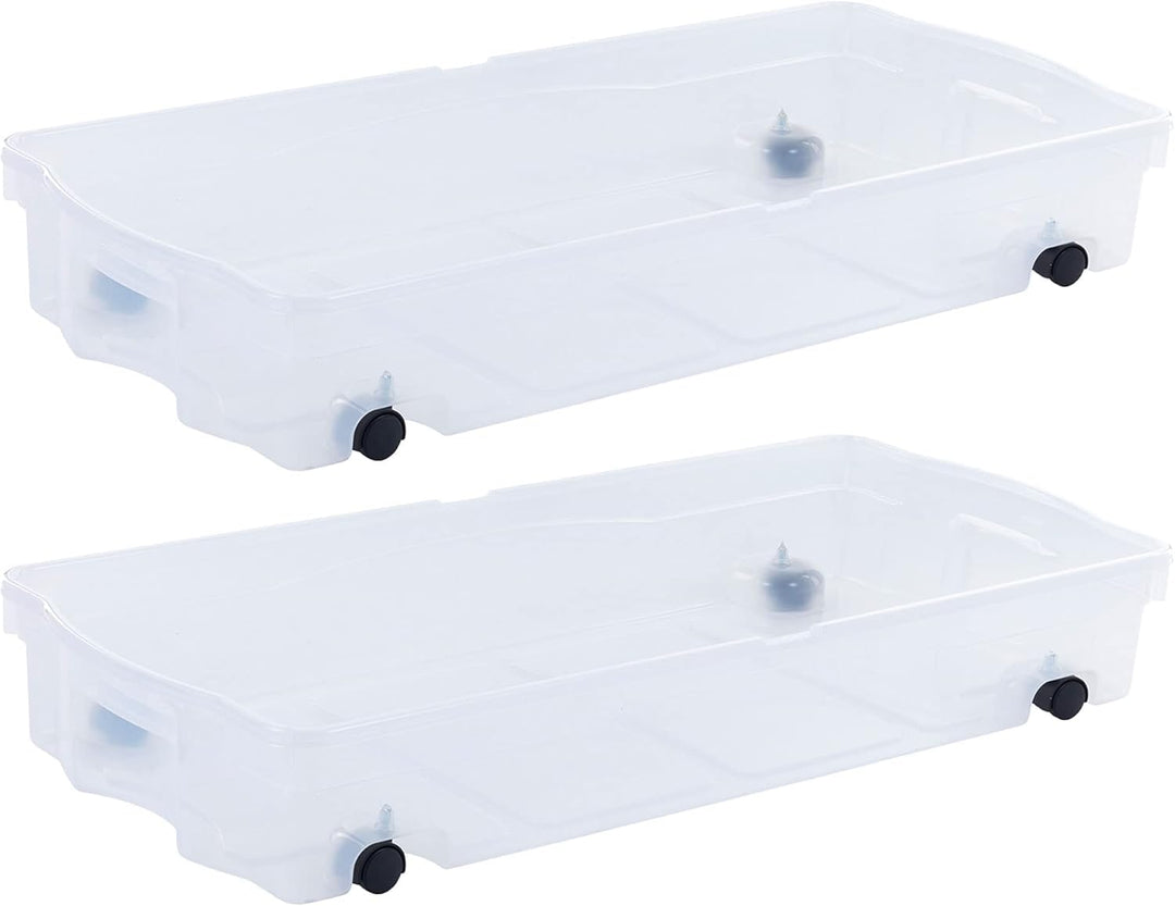Rubbermaid Aufbewahrungsboxen mit niedrigem Profil, 2 Klappdeckel und leicht rollenden Lenkrollen, t