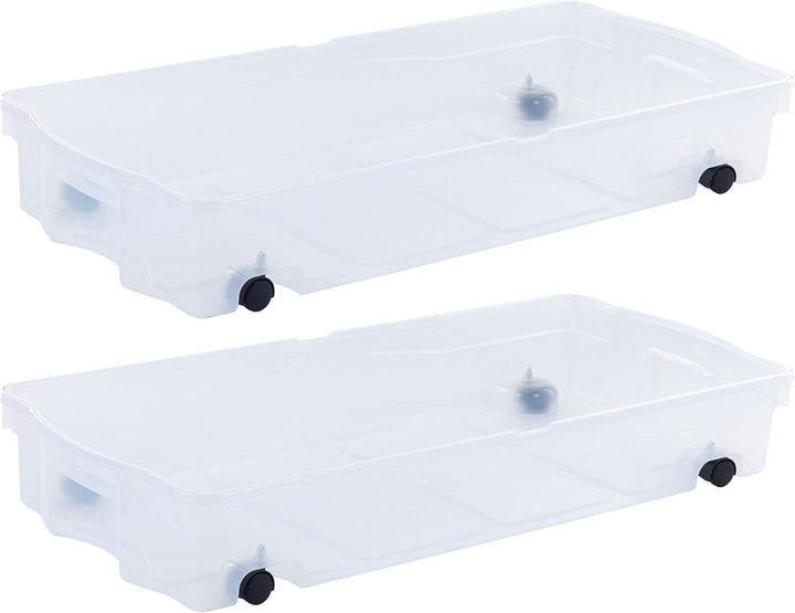 Rubbermaid Aufbewahrungsboxen mit niedrigem Profil, 2 Klappdeckel und leicht rollenden Lenkrollen, t