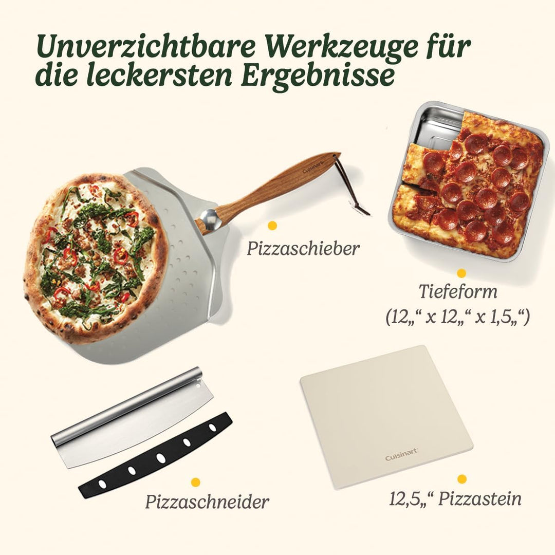 Cuisinart Pizzaofen | Für benutz im Innenbereich | Holzofengeschmack in 5 Minuten | Pizzaset enthalt