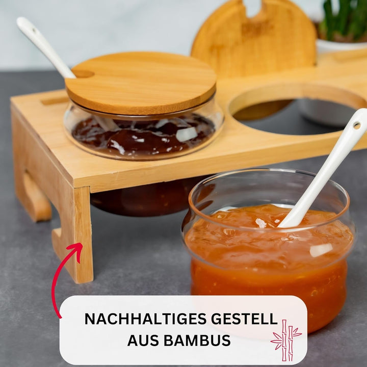 Westmark Marmeladenbar/Gewürzregal, Set 13-tlg., 1 Ständer + 4 Gläser + 4 Deckel + 4 Löffel, Breite: