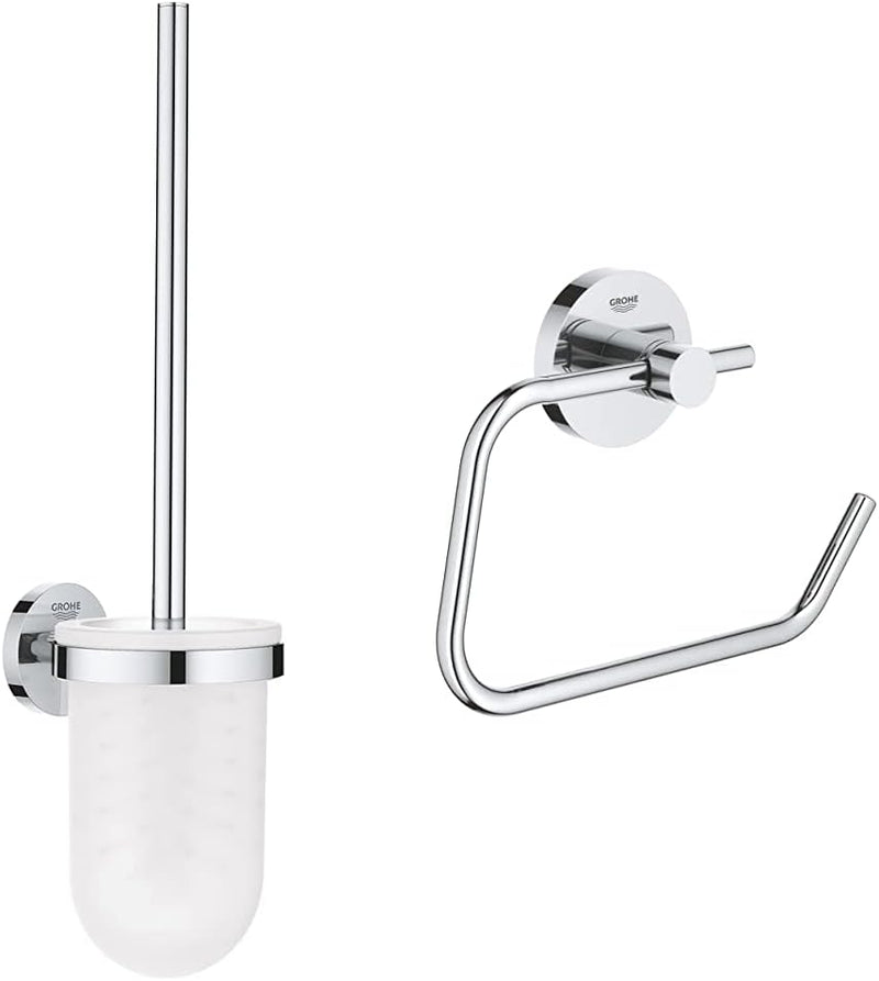 GROHE Essentials Bundle | Toilettenbürstengarnitur + WC-Papierhalter, ohne Deckel Rund 40689001 Esse