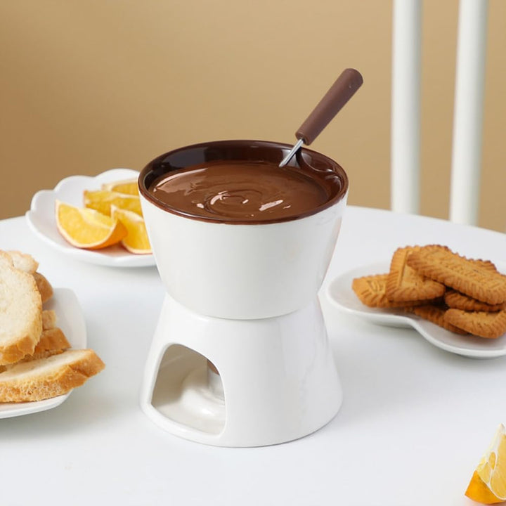 Schokofondue, Schoko Fondue, Keramik Butter Schokoladen Fonduetopf, Home Teelicht Kerzen Fondue Set
