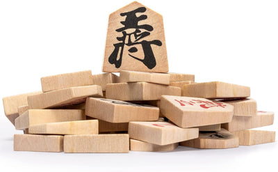 Yellow Mountain Imports Japanisches Shogi Schach-Set – Holzspielbrett mit Schubladen und Traditionel