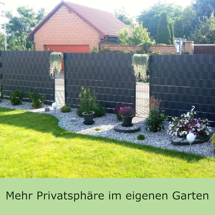 workingHOUSE Polyrattan-Sichtschutzstreifen, Sichtschutz für Doppelstabmatten Zaun, 19 x 255 cm (12