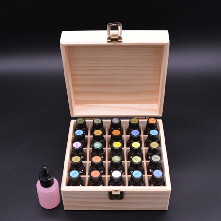 RoseFlower 25 Slots Ätherisches Öl Box aus Holz - Ideales Aufbewahrungsbox Organisator für Ätherisch