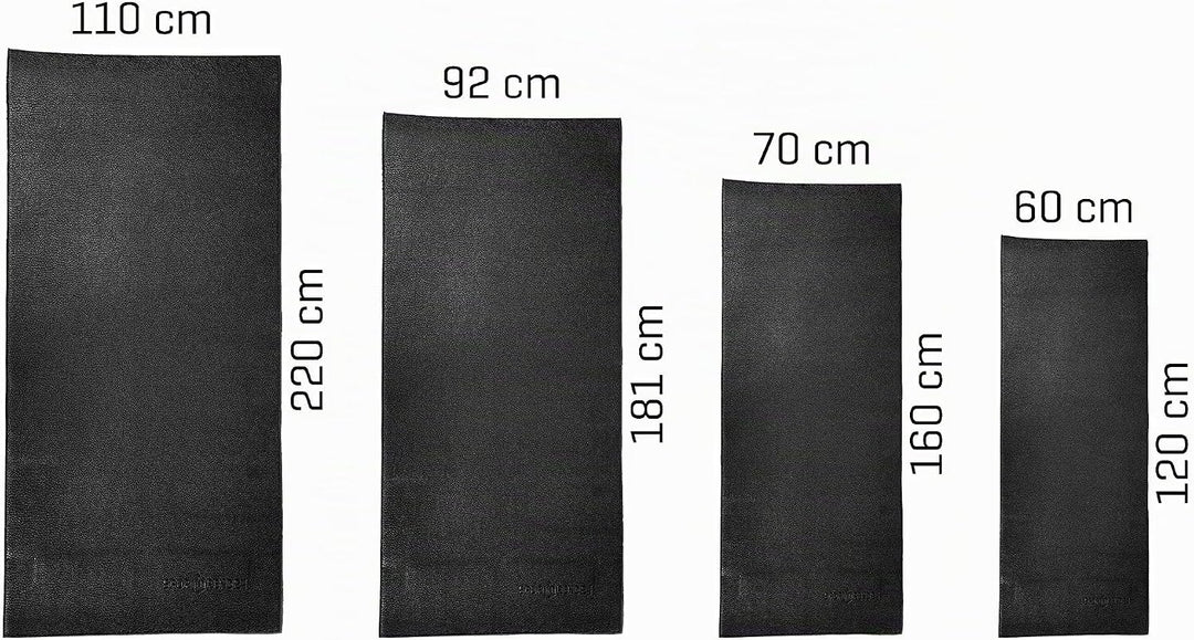 Sporttrend 24® Unterlegmatte 120cm, 160cm, 181cm, 220cm zum ausrollen in schwarz, 1,2cm Stärke | Lau