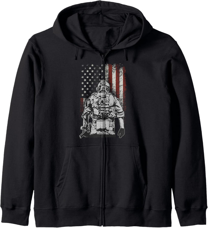 Used Look US Army Bundeswehr Vintage Retro America Design Kapuzenjacke