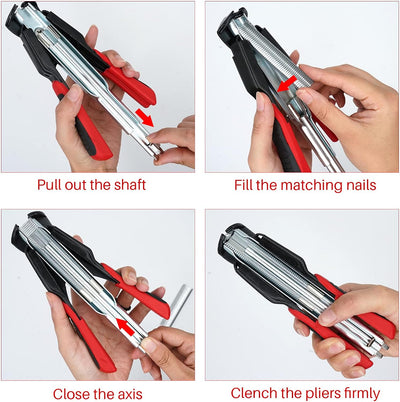 BREUAILY Hog Ring Zange Kit Automatische Zaun Zange mit 2500 Stück C-Typ Clip Zäune Zange Installati