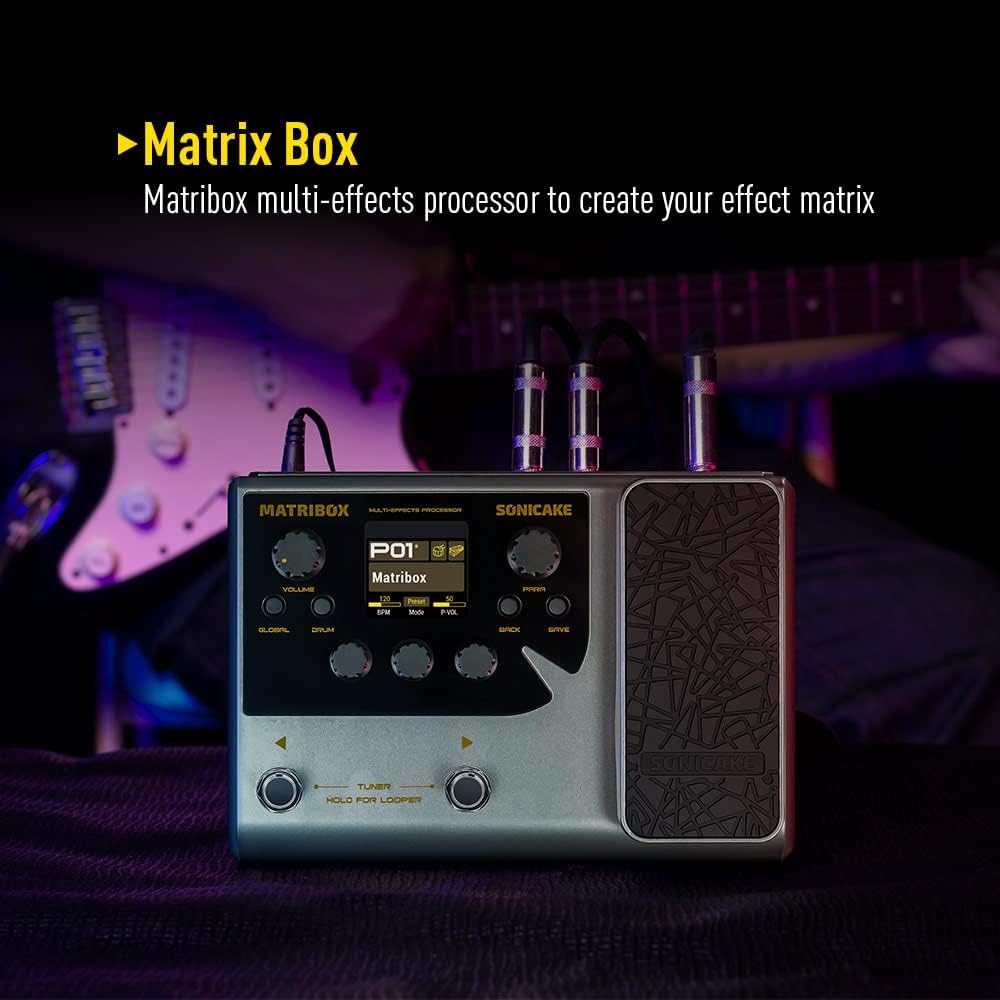 SONICAKE Gitarren Effektpedal Multi-Effekte Prozessor mit Expression Pedal 140 integrierte Effekte 1