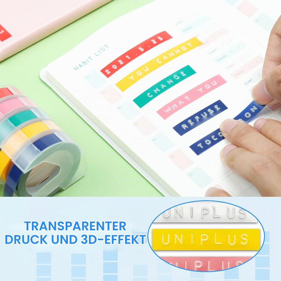 UniPlus Kompatibles Omega Etikettenband Ersatz für Dymo Prägeband S0717930 S0717900 9 mm x 3 m Selbs