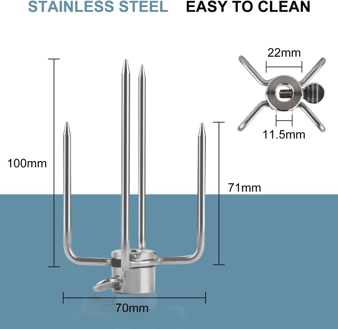 CPROSP 2 Fleischklammer für Drehspiess, Fleischnadeln für Grillspiess Ddelstahl mit Durchmesser 11,5