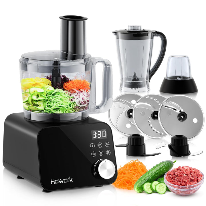 Howork Food Processor 1500W, Grosses Fassungsvermögen Multifunktion, Zum Zerkleinern, Schneiden, Hac