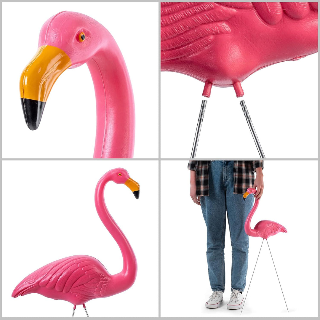 KADAX 2 Stück Garten-Flamingofigur, 83cm Dekofigur Flamingo, Gartenstecker aus Kunststoff, Gartenfig
