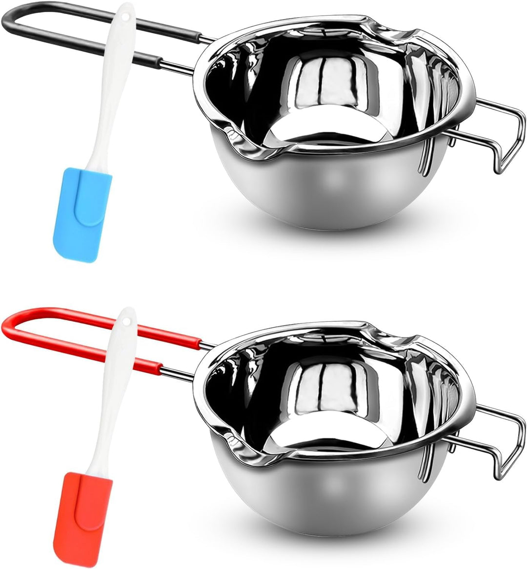 XTUDOU® 2 Stück Schmelztopf Schokolade, Wasserbad Schmelzschale 304 Edelstahl mit 2 Spatel und Hitze