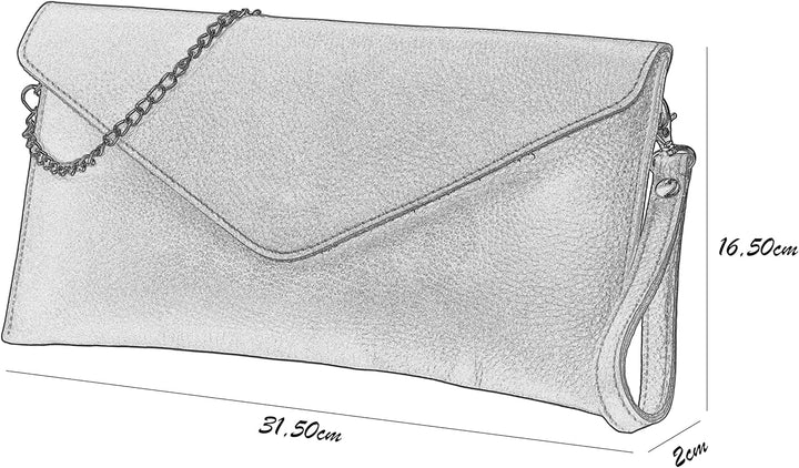 SH Leder Echtleder Clutch Umhängetasche kleine Tasche elegant Abendtasche in genarbt Rindleder mit T
