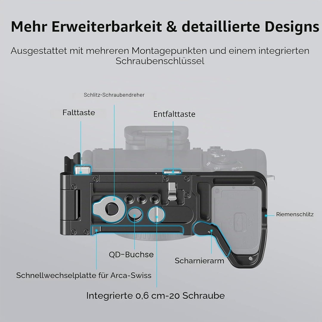 SMALLRIG Faltbare L-Halterung für Sony A7R V / A7 IV / A7S III, L-Bracket Faltbare Seitenplatte für